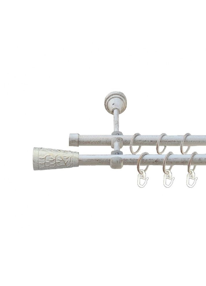 Карниз Севилия металлический двухрядный открытый гладкая труба Белое золото 16\16 мм 160 см (00-00015879) ORVIT (300284630)