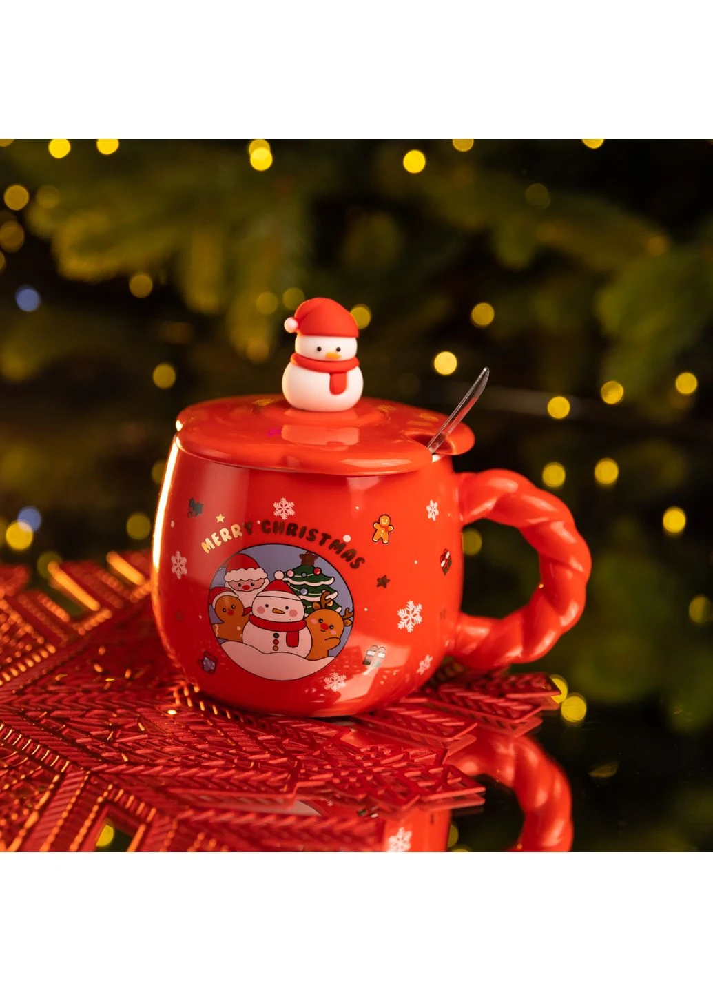 Чашка фарфоровая Christmas Wonderland 400 мл с крышкой Yiwu (377753100)