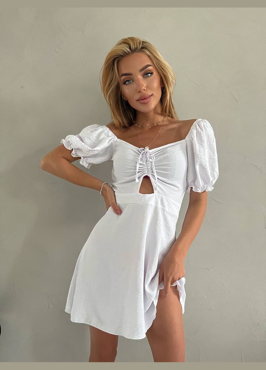 Белое повседневный, кэжуал платье No Brand однотонное