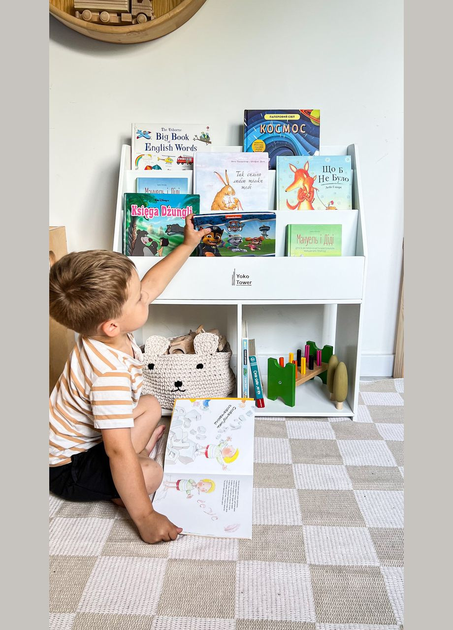 Дитяча бібліотека стелаж для книжок з полицями для зберігання іграшок Yoko Tower (361225186)