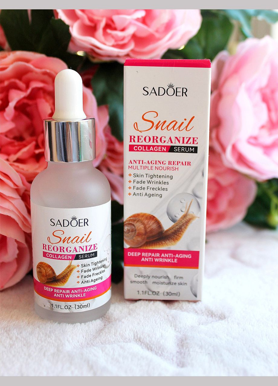 Сыворотка для лица Snail Reorganize Collagen Serum с коллагеном и экстрактом слизи улитки, 30 мл SADOER (307822345)