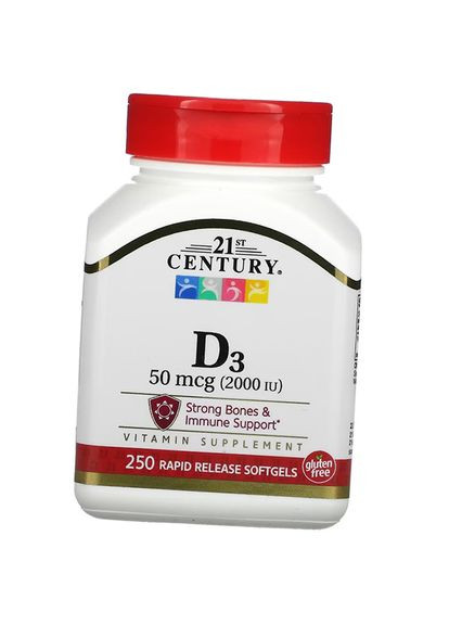Витамин Д3, Vitamin D3 2000, 250гелкапс (36440091) 21st Century (293257430)
