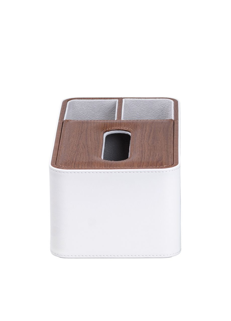 Салфетница-органайзер из эко-кожи 3 отделения 26.5*14*9.5 см Белый с коричневым HP9290 (A-032392) TS Kitchen (361242412)