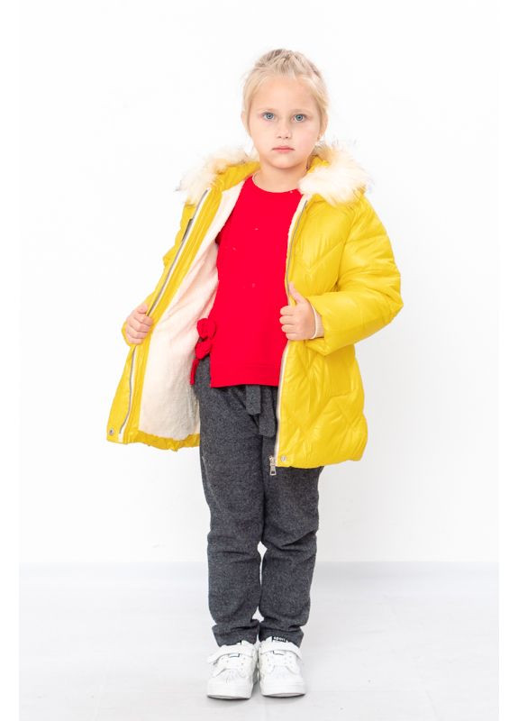 Желтая зимняя куртка для девочки (зима) (p-12827) Носи своє
