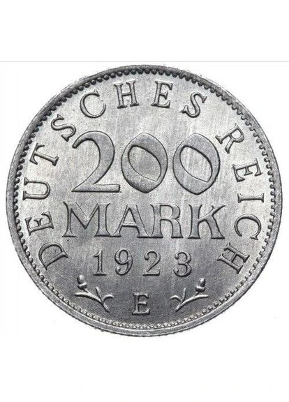 Германия Монетный двор "E" - Мюльденхюттен 200 марок 1923 год Монеты мира No Brand (397408125)