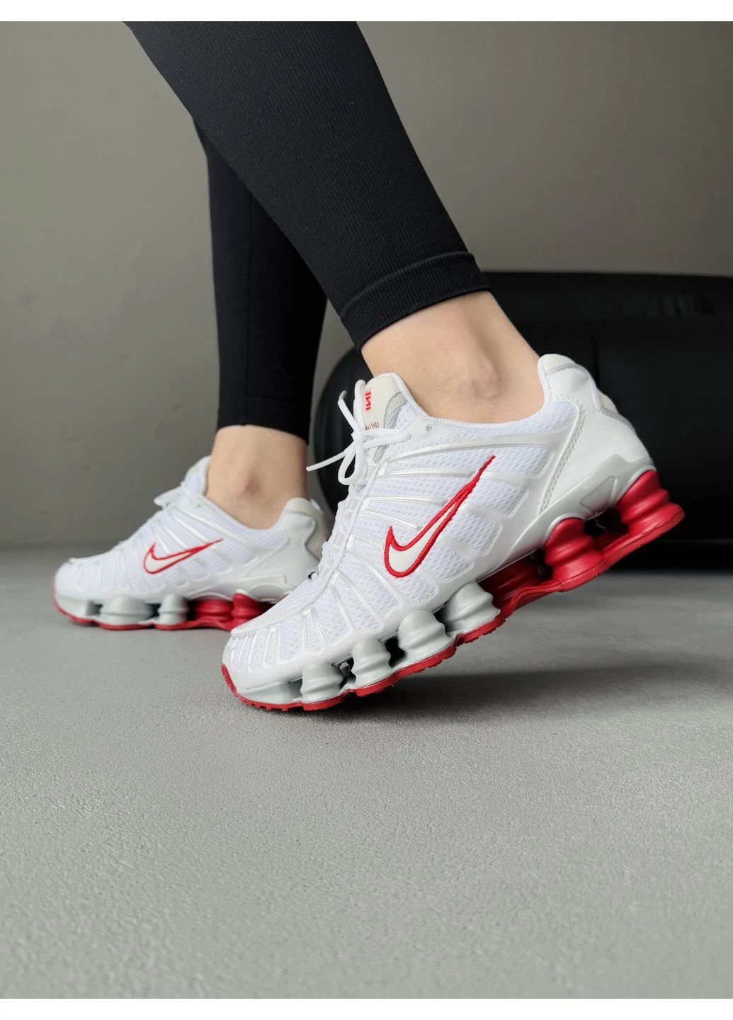 Білі кросівки чоловічі nike shox tl white/red найк шокс тл білі демісезон No Brand