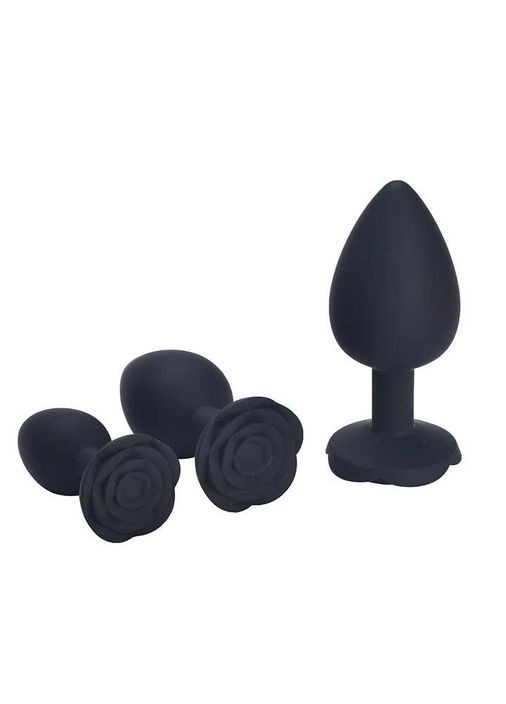 Силиконовая анальная пробка "Роза" - 9.5*4.2 см (L) - Черный — Анальные игрушки No Brand (329445130)