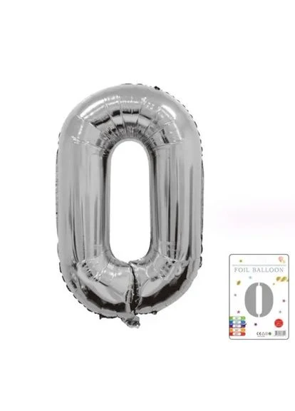 Кулька повітряна фольгована Цифра-0 80 см срібло 24С1-0 No Brand (402625855)