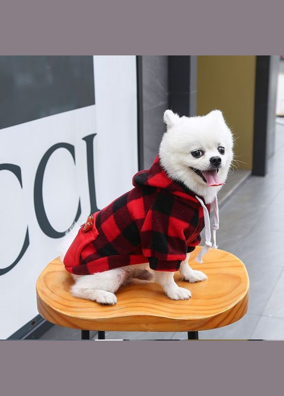 Худи для собак с карманом Pet Style "Сосиска" Чернокрасная клетка M No Brand - (323236426)