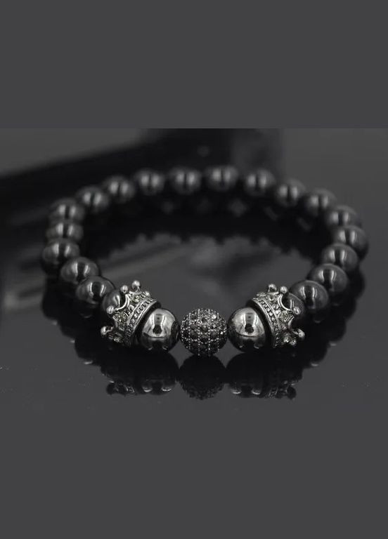 Браслет Crown з короною з шунгита вулканічного каменю чорний No Brand (340275789)