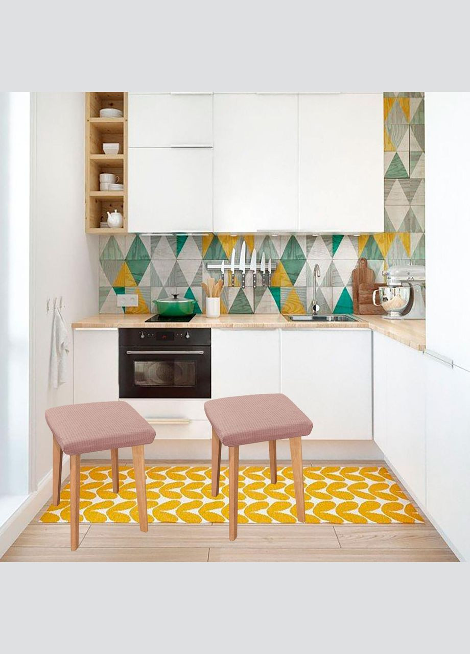 Чехлы на табурет квадратные 2 шт Corn Fleece капучино, на резинке (85181) Love You (334714181)