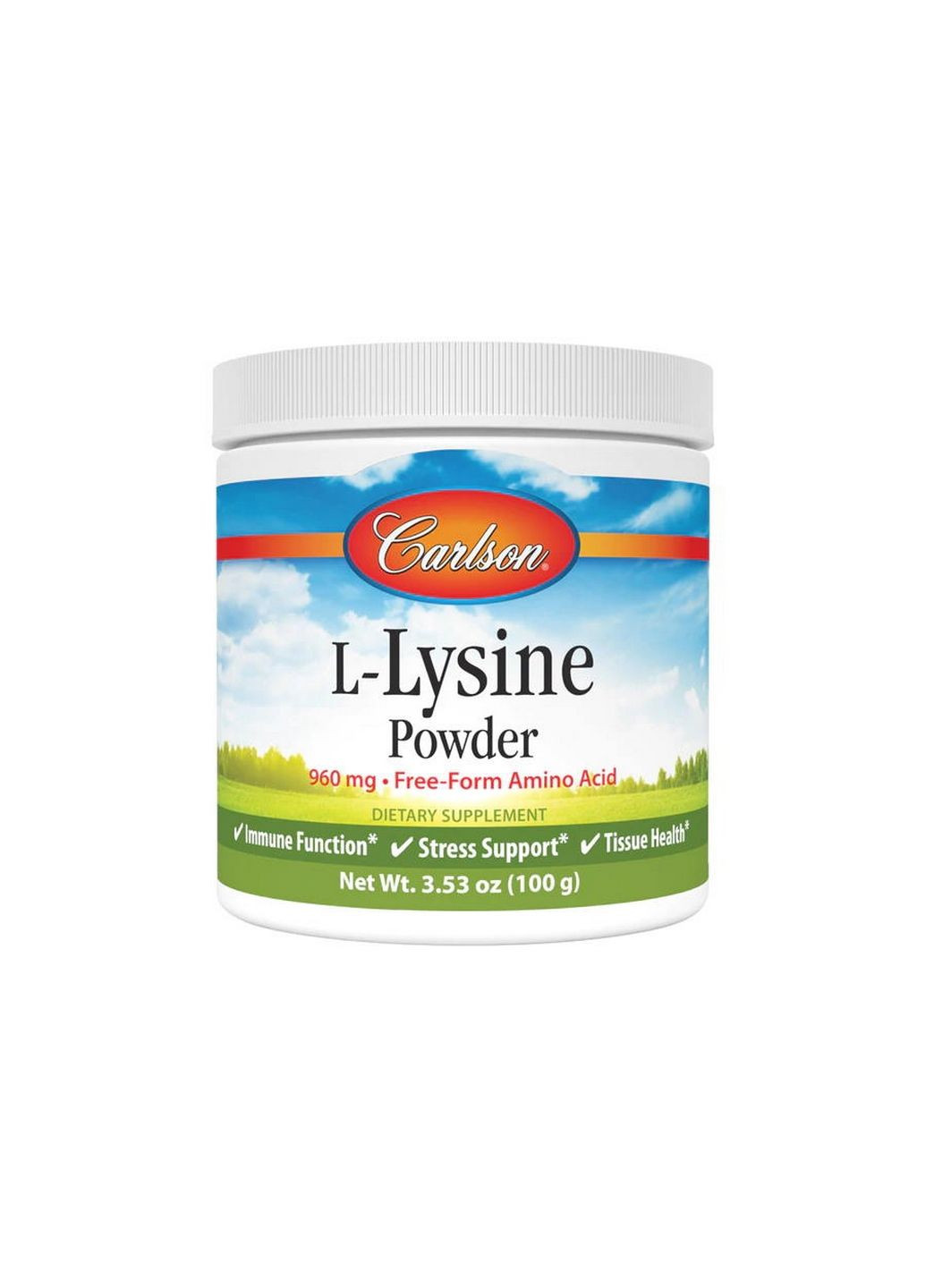 Амінокислота L-Lysine Powder, 100 грам Carlson Labs (293479263)