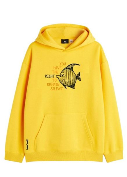 Худі Лео тринитка футер св. лимон з принтом Silent Fish ( DTG) M 4PROFI (314963771)