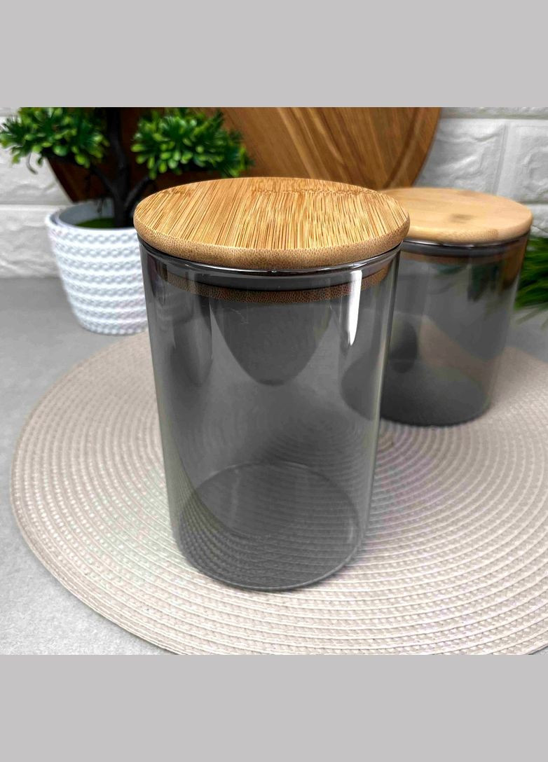 Графітова скляна банка для сипучих продуктів 950мл Smokey Topaz No Brand (366818130)