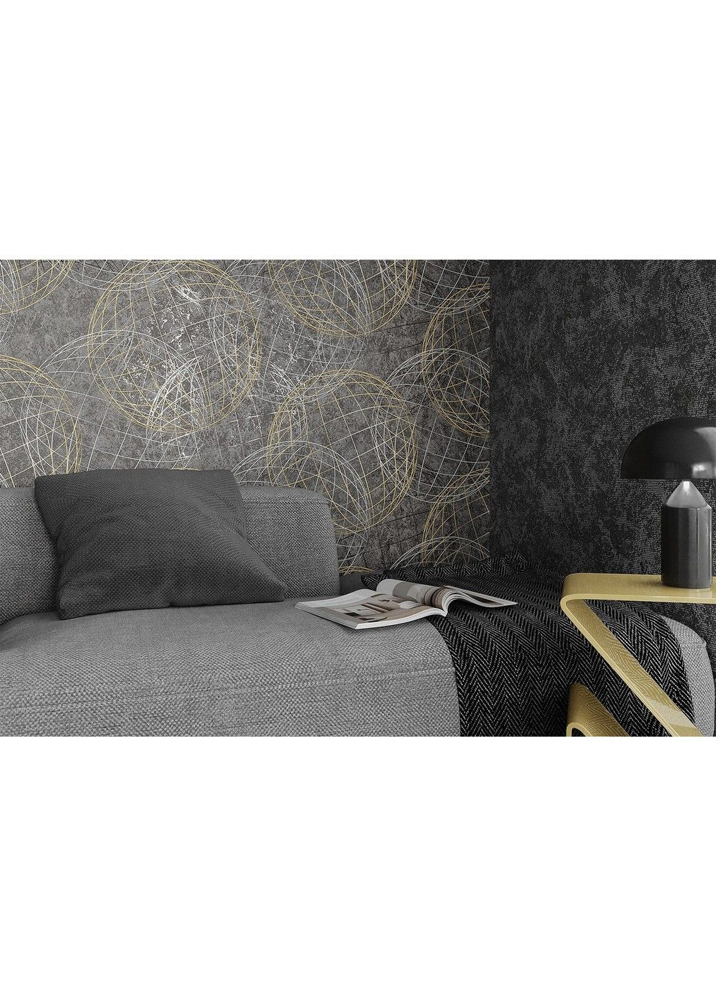 Флизелиновые обои вспененный винил LS Vinil Sphere ДХС-1584/5 черный (1,06х10,05м) Vinil Wallpaper Factory (316476671)