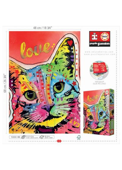 Пазл (6337235) Educa Tilt Cat Love, Дин Руссо 1000 елементів (366156490)