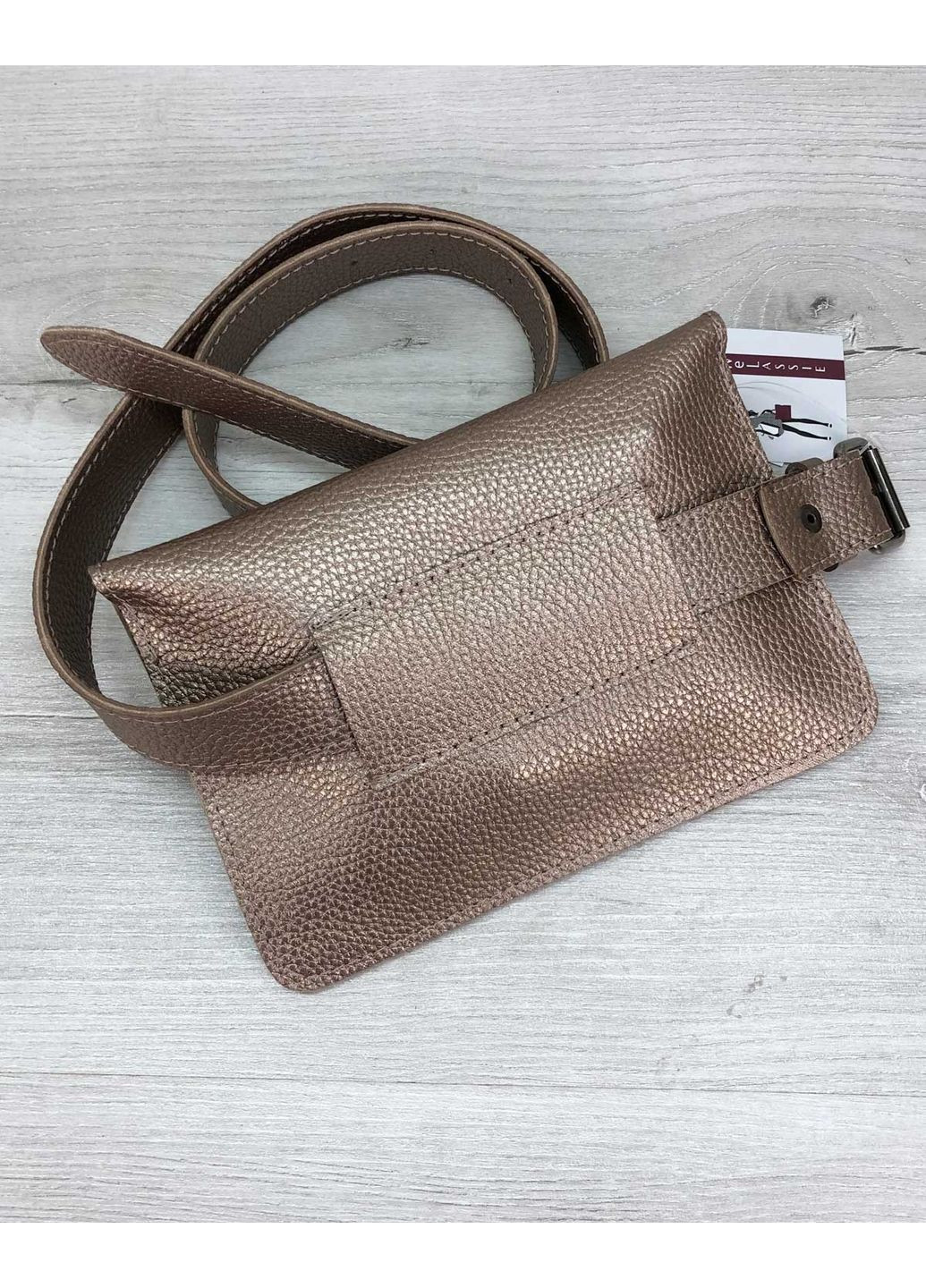 Сумка клатч на пояс золотая экокожа для женщин 3 отделения мягкая застежка-блискавка ProDobro (367264639)