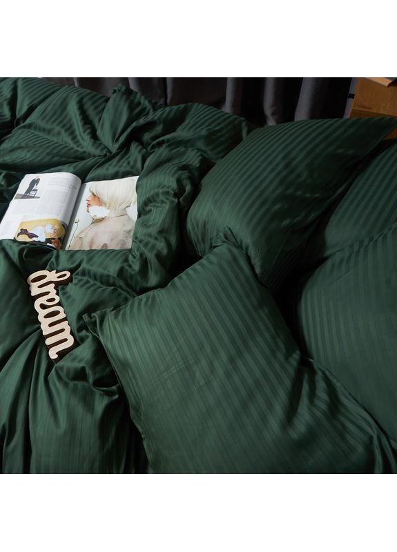 Комплект постільної білизни Satin Stripe «» Полуторні 143х210 наволочки 2х40х60 (MS-820008625) Moon&Star Mystic Green (356112991)