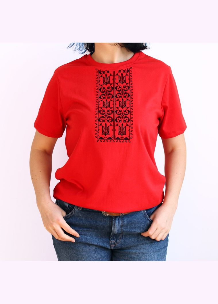 Стильная вышитая футболка с трезубями Ladan - (301026483)