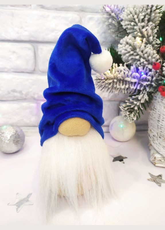 Скандинавський новорічний гном, ельф під ялинку, різдвяний декор, іграшка, м'яка фігурка, синій, плюш, 25 см (5743-7004) No Brand (306442951)