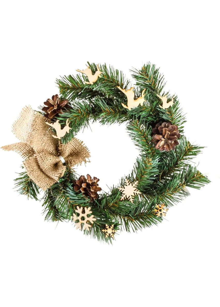 Венок искусственный рождественский с украшениями Небесная почта 903783 17.5 см Yes (369345434)