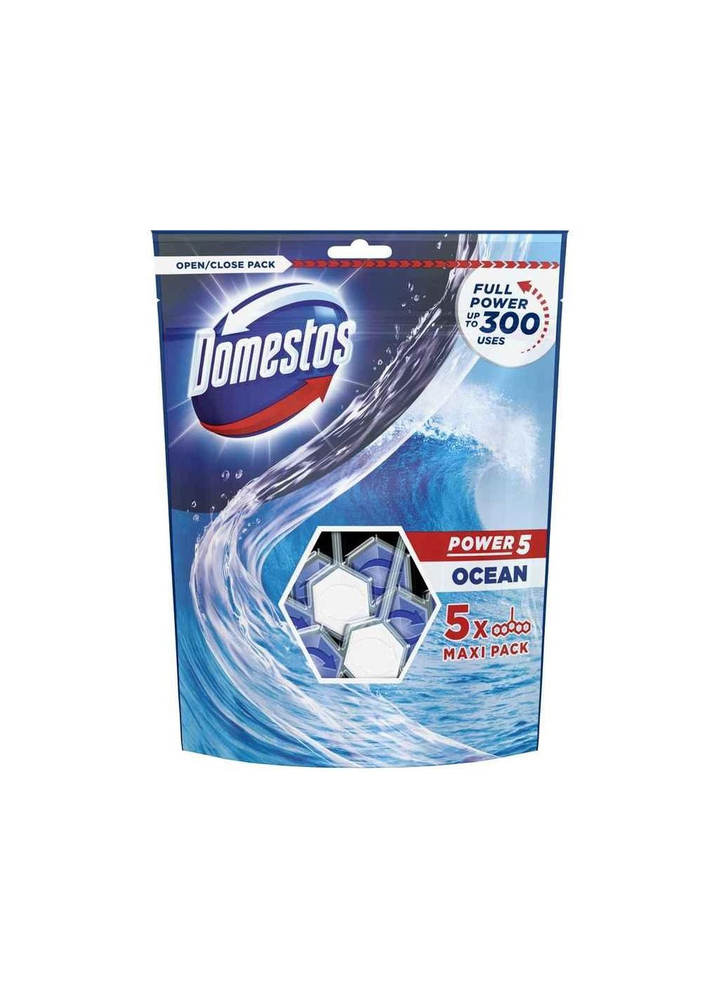 Блок для туалетов 5шт Power 5 Макси Свежесть океана 55г ТМ Domestos (304264963)