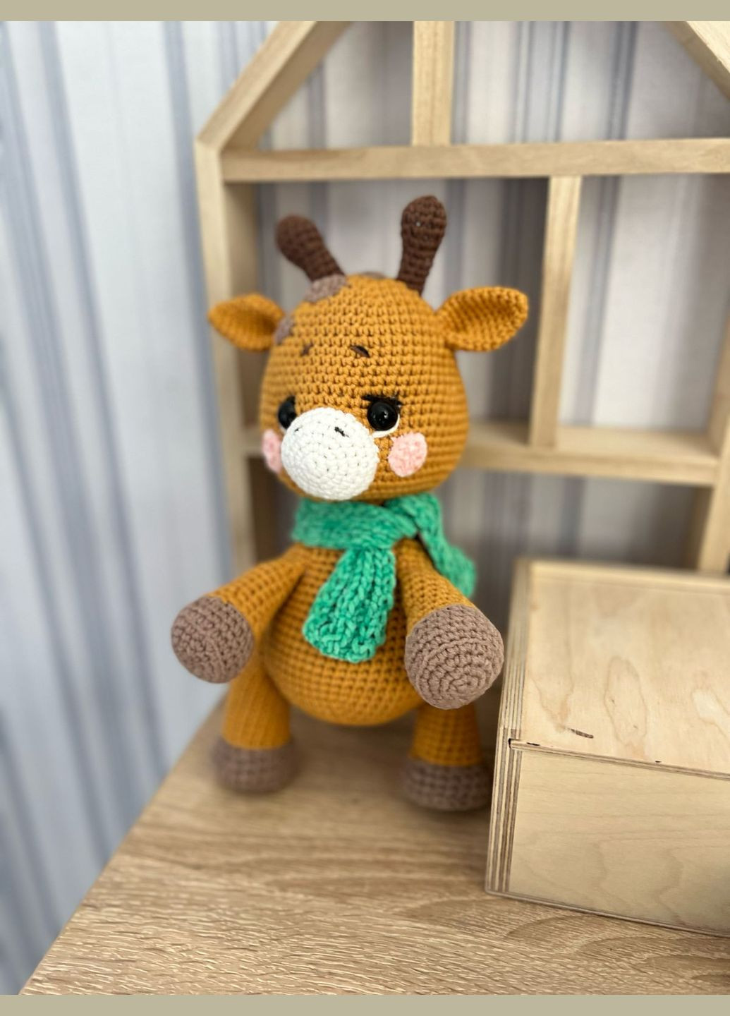 Жираф в'язаний 25см, м'яка іграшка ручної роботи. Handmade (322528096)