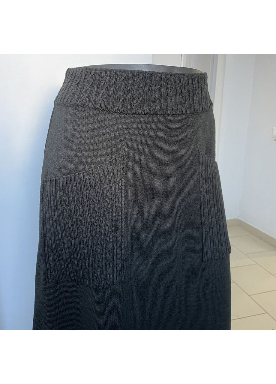 Спідниця в’язана трикотажна міді кишені резинка беж Nita (363053943)