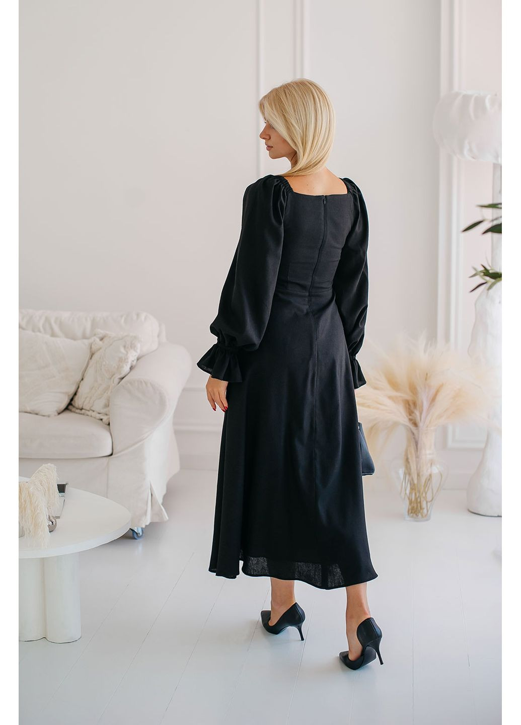 Чорна сукня dawn linen dress Lana Bryk однотонна