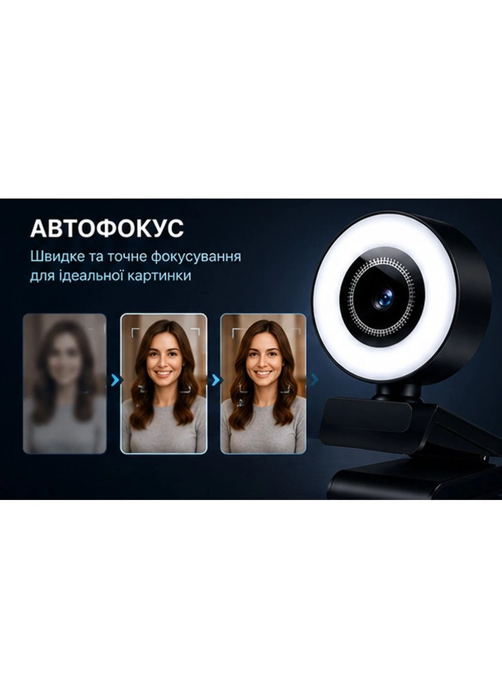 Вебкамера 4K UHD L502 с автофокусом, кольцевой LED-подсветкой и сенсорным управлением для ПК и ноутбука TWS (400785942)