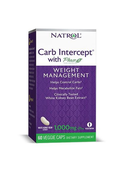 Натуральная добавка Carb Intercept with Phase2, 60 вегакапсул Natrol (334705920)