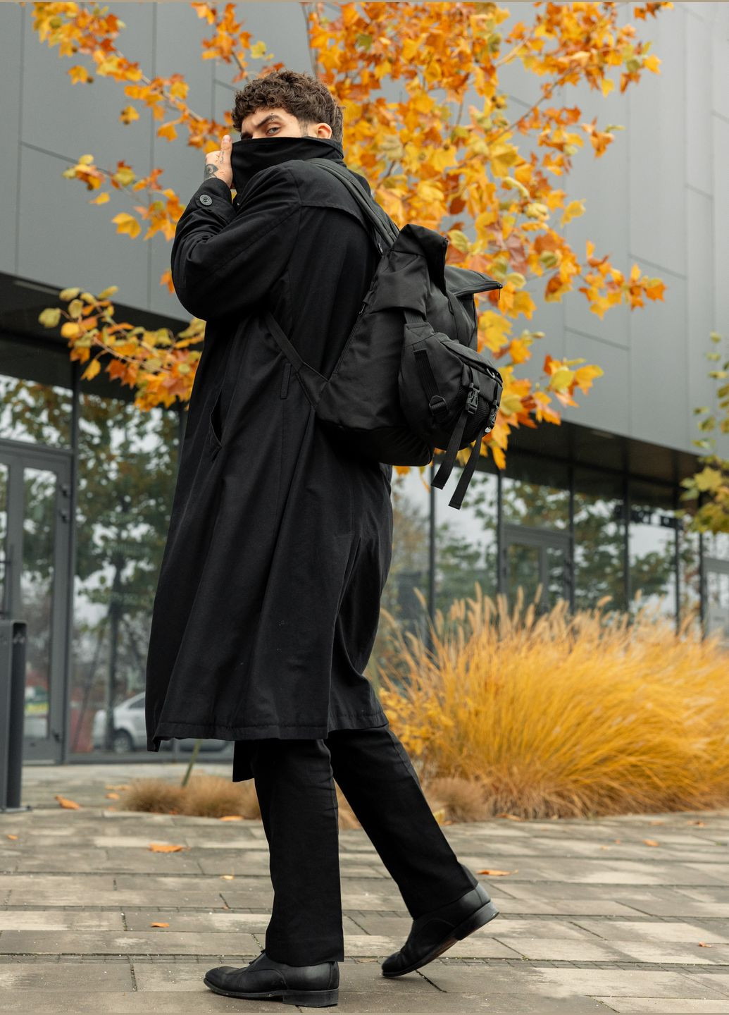 Мужской рюкзак ролл RollTop черный тканевый Sambag (322845205)