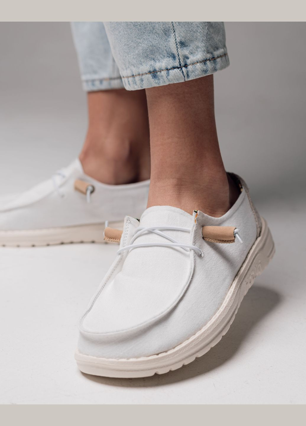 Мокасини текстильні білі Hodaki (321984320)