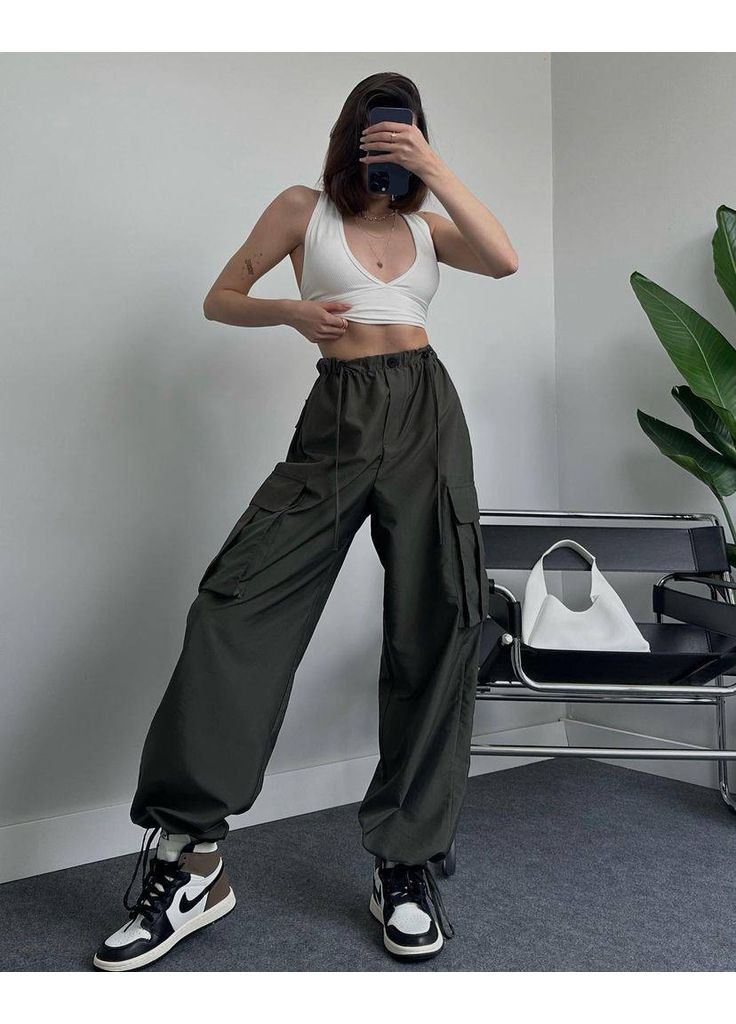 Стильные женские штаны карго плащевка No Brand С1527-052/1 (355312629)