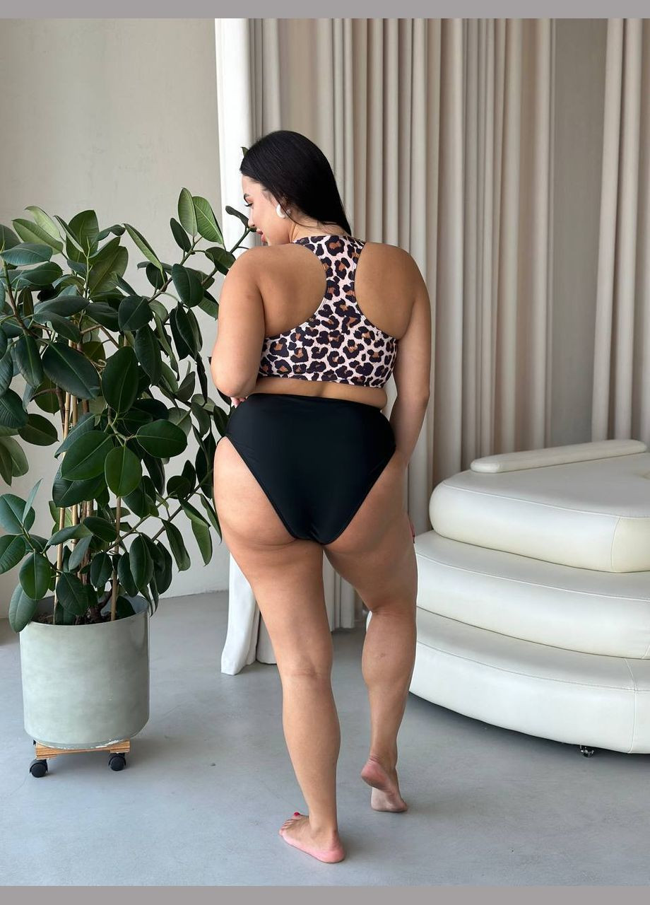 Черный летний женский купальник раздельный plus size батал раздельный No Brand