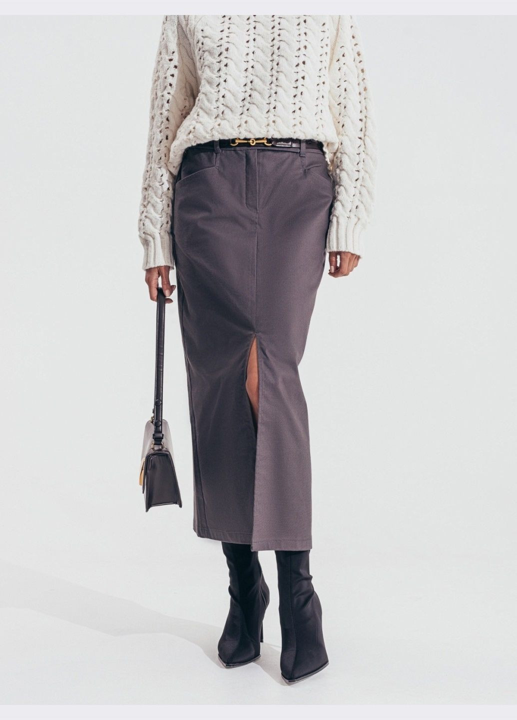 джинсова спідниця-міді темно-сірого кольору Dressa (307929688)