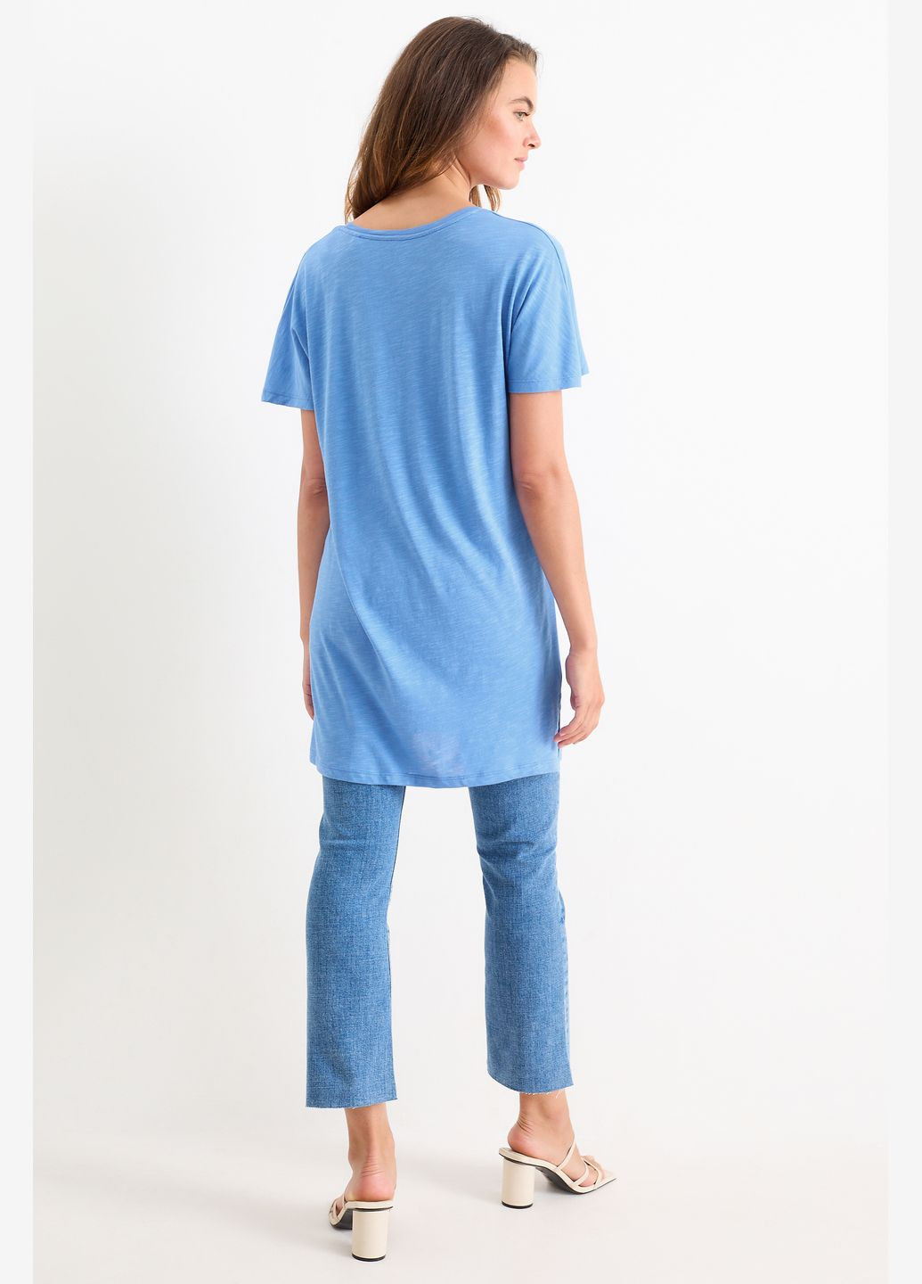 Синя кежуал сукня-футболка з бавовни C&A однотонна