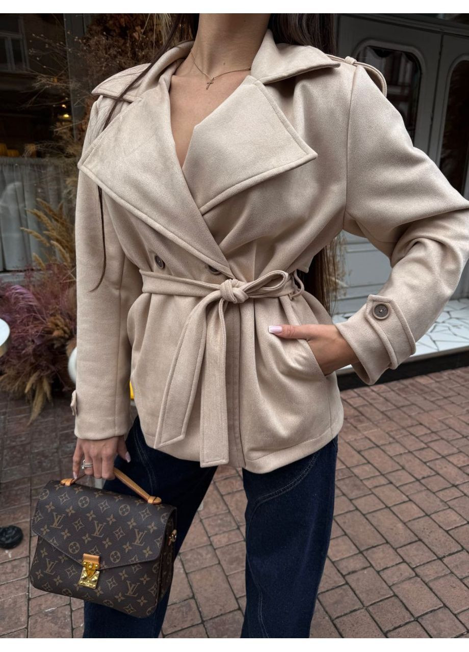 Светло-бежевое демисезонное Тренч женский елегантный Style Point
