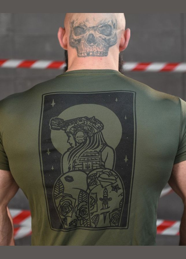 Тактическая потоотводящая футболка с принтом олива No Brand (321903780)