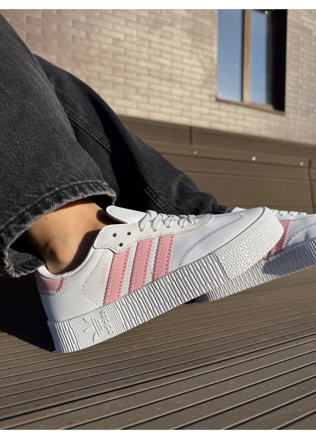 КРОССОВКИ ЖЕНСКИЕ ADIDAS SAMBA WHITE PINK АДИДАС САМБА БЕЛЫЕ No Brand белые демисезоны (391050257)