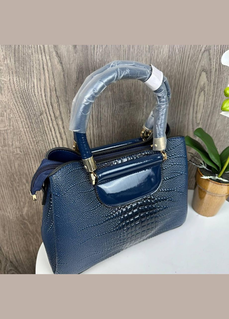 Женская лаковая сумочка рептилия, небольшая сумка под рептилию стиль крокодила змеиная Синий No Brand (334730814)