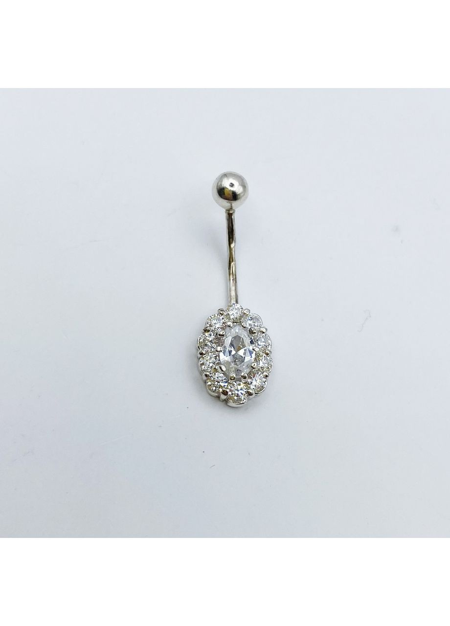 Пірсинг у пуп срібний з кубічним цирконієм "Малинка" 1,8 г No Brand (369737730)