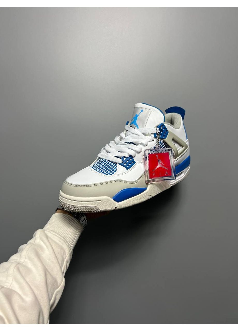 Белые демисезонные кроссовки мужские nike air jordan 4 retro golf military blue найк аир джордан No Brand