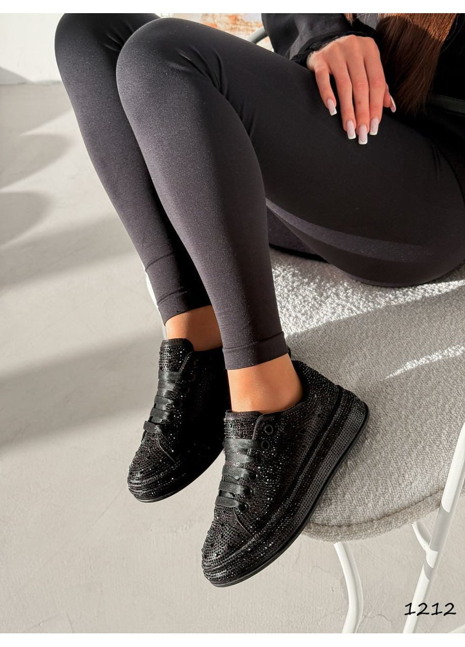 Черные кроссовки со стразами Helen чёрные демисезоны (372955365)