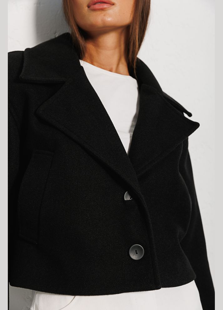 Черное демисезонное Укороченное женское пальто Arjen