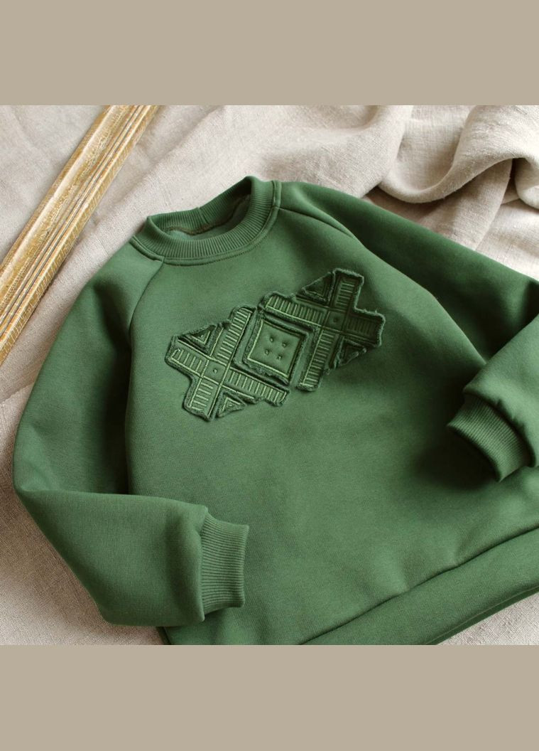 Тепла дитяча кофта з вишитою аплікацією витинанкою Оберіг унісекс Ladan (301026437)