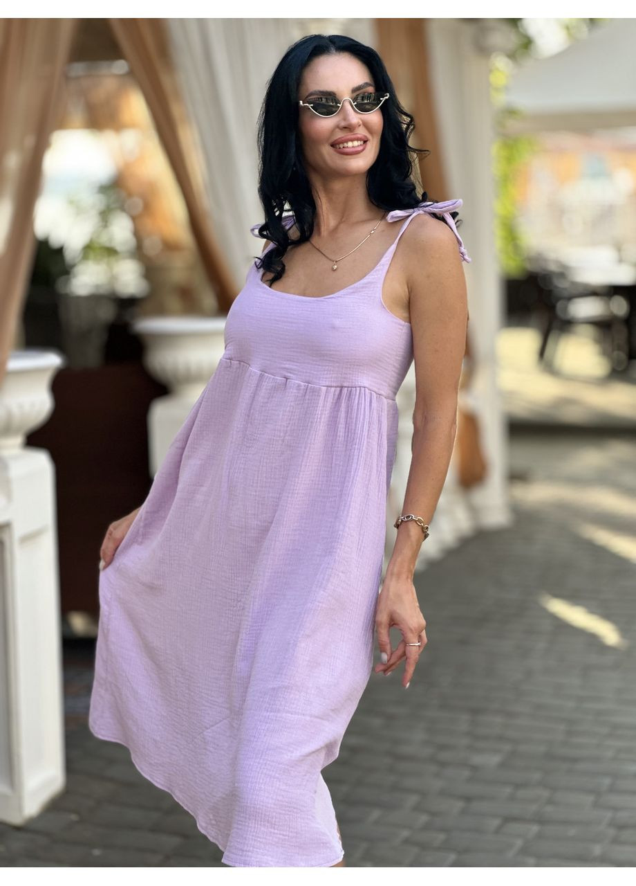 Лілова літня сукня сарафан з мусліну на бретельках Fashion Girl