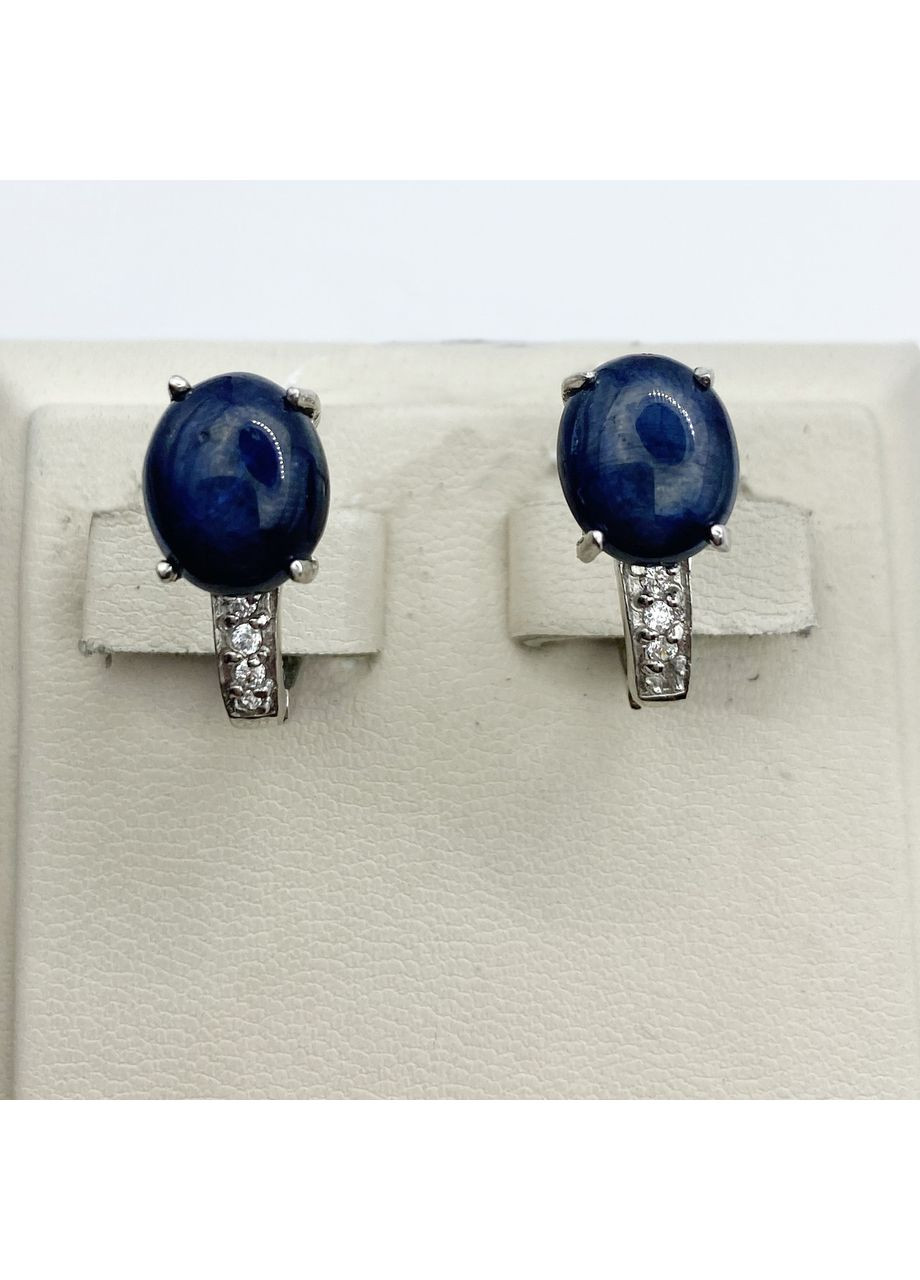 Серьги серебряные с сапфиром черной звездой 7,16 г No Brand (369737250)