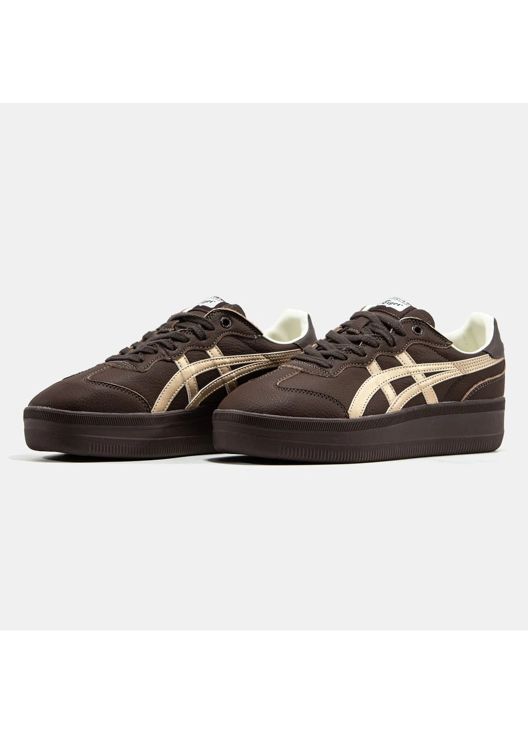 Кроссовки женские Asics Onitsuka Tiger Tokuten Brown Gold Platform | Асикс Онитсука Тайгер коричневые No Brand коричневые демисезоны (386612466)