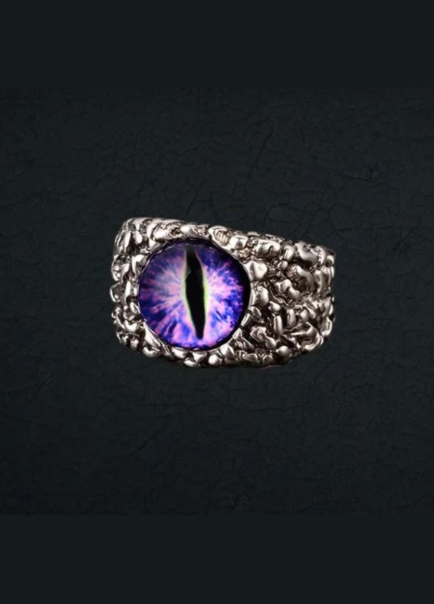 Мистическое мужское кольцо фиолетовый глаз дракона вокруг чешуя дракона размер регулируемый Fashion Jewelry (292861948)